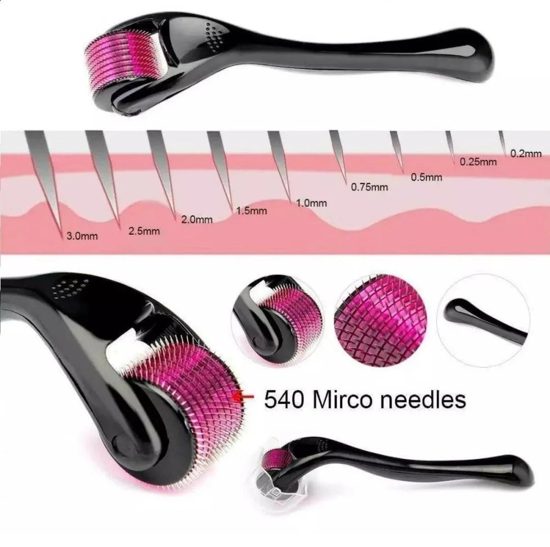 Derma Roller 0.5mm | 540 Micro Needles | Professional Microneedling for Face, Beard & Hair Growth
