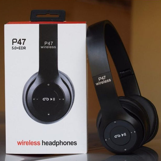 Long Listening Battery Fast Charging Wireless Bluetooth 5.1 Headphones – P47 Model | Random Color