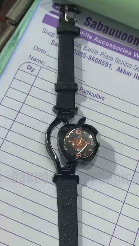 Apple-Silhouette Analog Watch (Midnight Black)
