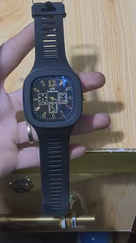 Premium Black Silicone Analog Watch for Men – Modern Casual Design