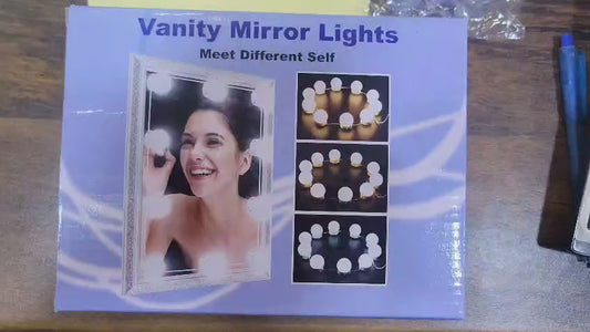 Dimmable LED Vanity Mirror Lights Kit – 10 LED Hollywood Style Bulbs for Makeup Dressing Table & Bathroom Mirror