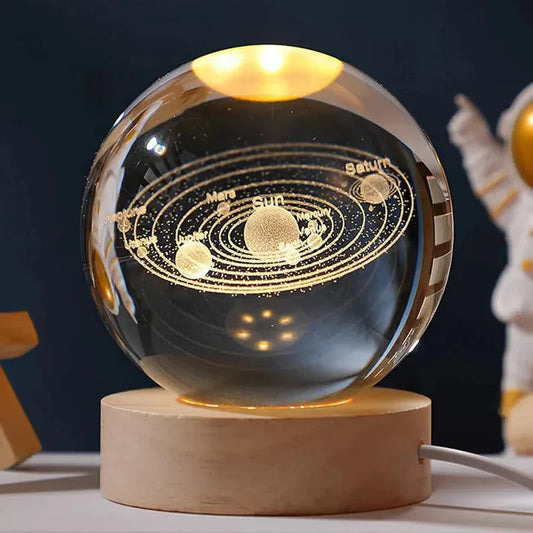 n3D Galaxy Crystal Ball Night Light for Kids with USB Table Colorful LED Wooden Light Base, Birthday Gift for Teens Boys and Girls/ Crystal Ball for Home Decoratio